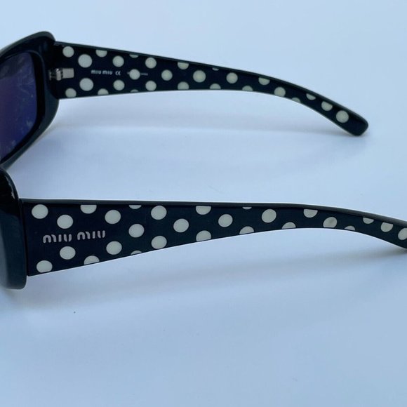Miu Miu Women Sunglasses Polarized Eye Wear Black W/ White Dots SMU16F 57[]15 - Picture 11 of 12
